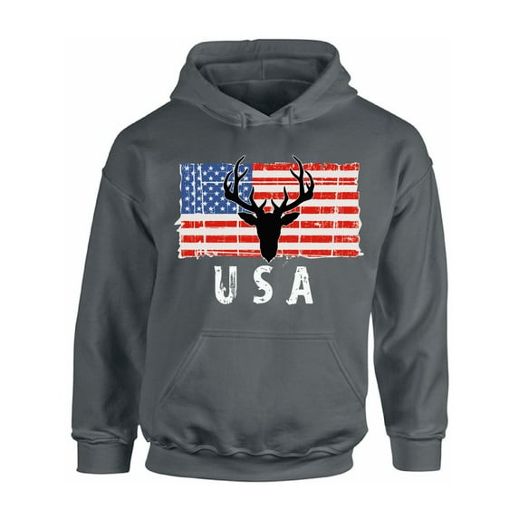 Awkward Styles Hunting Deer USA Hoodie I'm American USA Men Women Hooded Sweatshirt Proud American 4th of July Hooded Sweater for Men Red White and Blue 4th of July Hooded Sweater for Women