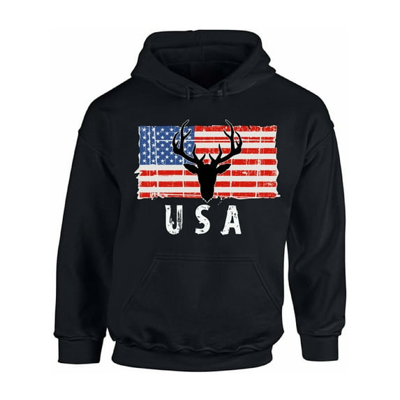 Awkward Styles Hunting Deer USA Hoodie I'm American USA Men Women Hooded Sweatshirt Proud American 4th of July Hooded Sweater for Men Red White and Blue 4th of July Hooded Sweater for Women