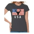 thumbnail image 1 of Awkward Styles Hunting Deer USA Women Shirt One Nation 4th of July Women T shirt Red White and Blue Vintage USA Tshirt for Women Love USA American Flag Women T-shirt 4th of July Party, 1 of 4
