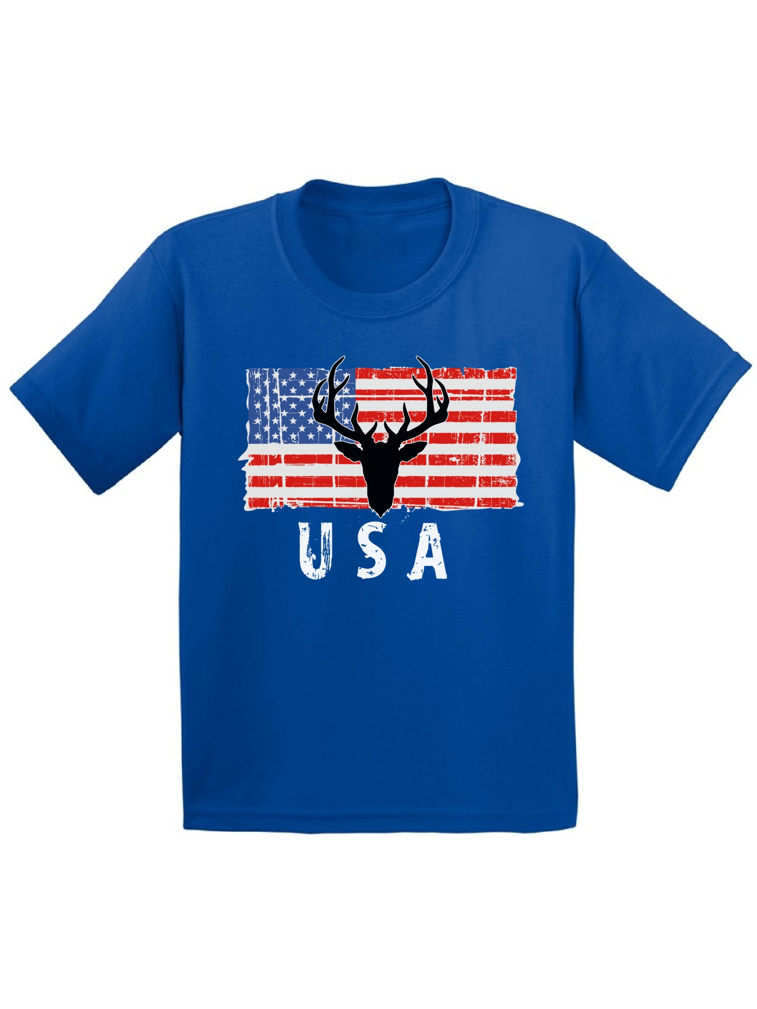 Awkward Styles Hunting Deer USA Youth Shirt Proud American Pro America Kids T shirt Made in the USA Retro USA Tshirt for Boys USA Pride Retro USA Tshirt for Girls Stripes and Stars Kids Gifts - image 1 of 4