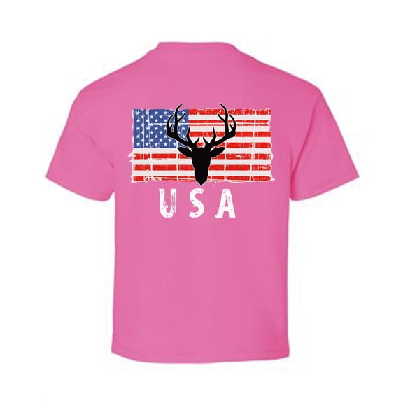 Awkward Styles Hunting Deer USA Youth Shirt Proud American Pro America Kids T shirt Made in the USA Retro USA Tshirt for Boys USA Pride Retro USA Tshirt for Girls Print on the Back Only