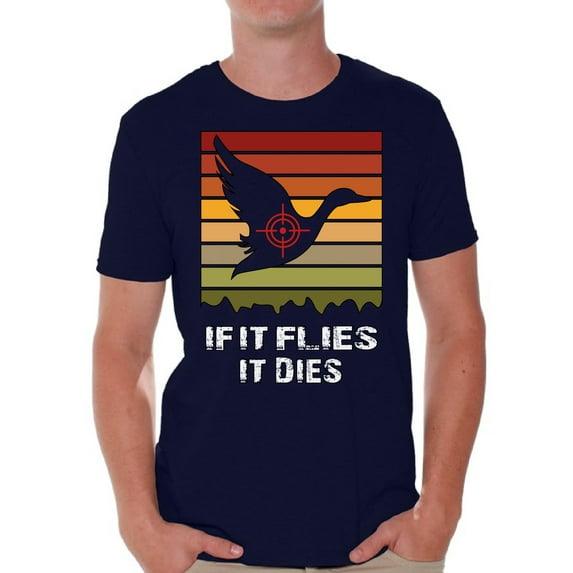 Awkward Styles Hunting T-Shirt If It Flies It Dies Hunter Shirts for Men