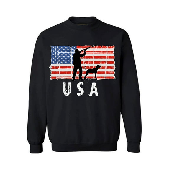 Awkward Styles Hunting USA Crewneck United States of America Pro America Sweatshirt for Men Made in USA Pro America Sweatshirt for Women US Pride American Flag Men Women Sweater Stripes and Stars