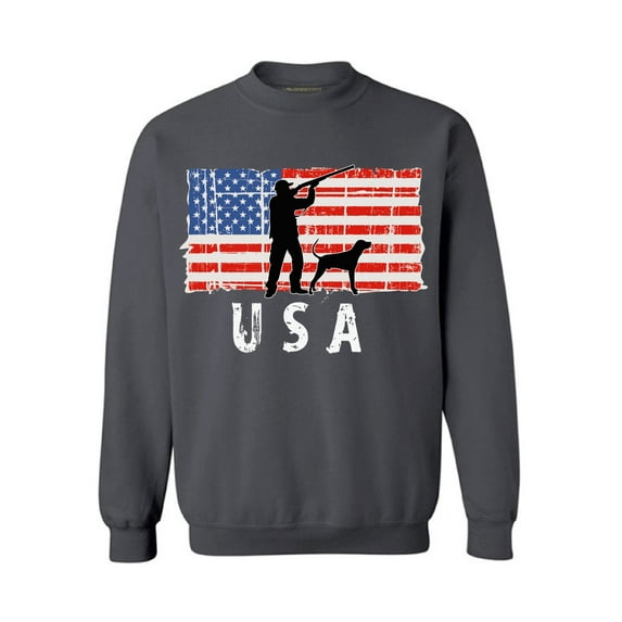 Awkward Styles Hunting USA Crewneck United States of America Pro America Sweatshirt for Men Made in USA Pro America Sweatshirt for Women US Pride American Flag Men Women Sweater Stripes and Stars