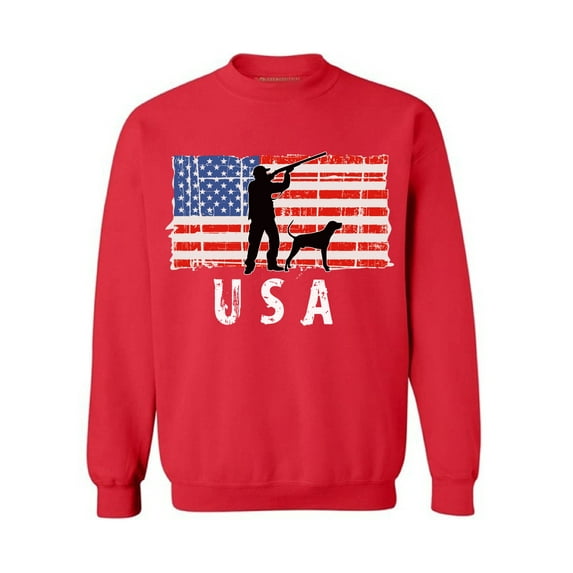 Awkward Styles Hunting USA Crewneck United States of America Pro America Sweatshirt for Men Made in USA Pro America Sweatshirt for Women US Pride American Flag Men Women Sweater Stripes and Stars