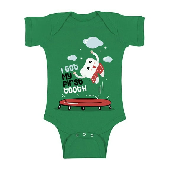 Awkward Styles I Got My First Tooth Baby Bodysuit Short Sleeve Cute First Tooth One Piece Outfit for Baby Boy Cute First Tooth One Piece Outfit for Baby Girl Funny Baby Shower Gifts