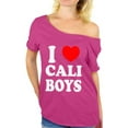 thumbnail image 1 of Awkward Styles I Heart Cali Boys Off Shoulder Shirt I Love Cali Boys Baggy Tshirt Women's California T-Shirt Cali Gifts California Shirts Gifts from California California Map Flowy Top, 1 of 4