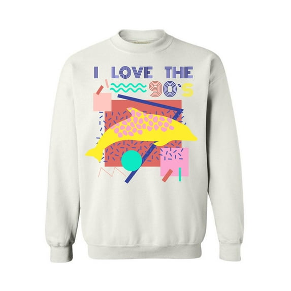 Awkward Styles I Love 90's Crewneck Top 1990's Themed Party Sweatshirts