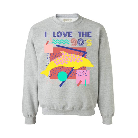 Awkward Styles I Love 90's Crewneck Top 1990's Themed Party Sweatshirts