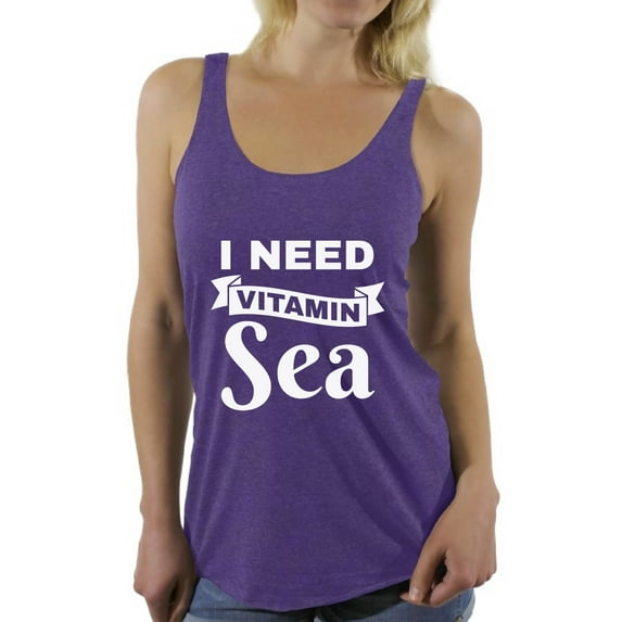 Awkward Styles I Need Vitamin Sea Racerback Tank Top Cute Beach Party Outfit Summer Beach Tank Top for Women Summer Sleeveless Shirt Vacay Vibes Racerback Tank Summer Vacation Shirt for Women