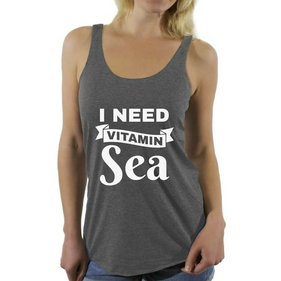 Awkward Styles I Need Vitamin Sea Racerback Tank Top Cute Beach Party Outfit Summer Beach Tank Top for Women Summer Sleeveless Shirt Vacay Vibes Racerback Tank Summer Vacation Shirt for Women