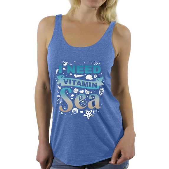 Awkward Styles I Need Vitamin Sea Racerback Tank Top for Women Funny Gifts for Summer Beach Vibes Sleeveless Tshirt Beach Party Outfit Vacation Tank Top Summer Beach Tank Top Sunny Gifts for Her