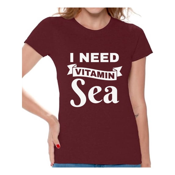 Awkward Styles I Need Vitamin Sea Shirt Vacation Shirts for Women Cute Summer Outfit Beach Party Gifts for Her Vacay Mode Tshirt Summer Beach T-Shirt Funny Gifts for Summer Summer Party Outfit