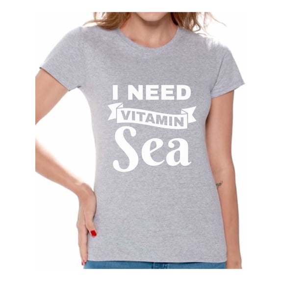 Awkward Styles I Need Vitamin Sea Shirt Vacation Shirts for Women Cute Summer Outfit Beach Party Gifts for Her Vacay Mode Tshirt Summer Beach T-Shirt Funny Gifts for Summer Summer Party Outfit