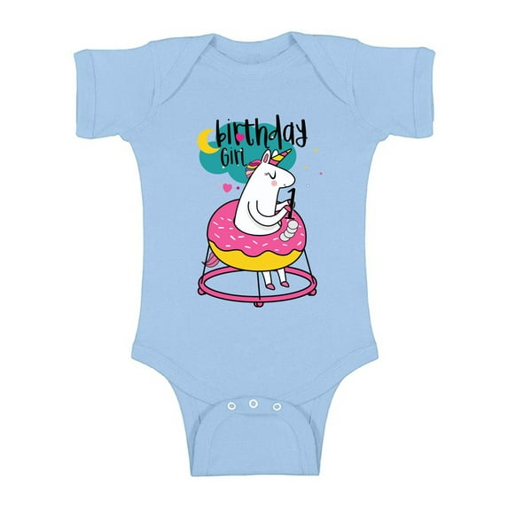 Awkward Styles I am One Bodysuit First B-Day Party 1st Birthday Girl Bodysuit Unicorn Baby Bodysuit Short Sleeve Unicorn 1 Year Old Unicorn One Piece for Baby Girl Unicorn Baby Girl One Piece