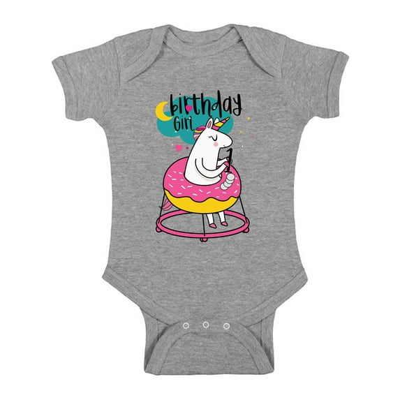 Awkward Styles I am One Bodysuit First B-Day Party 1st Birthday Girl Bodysuit Unicorn Baby Bodysuit Short Sleeve Unicorn 1 Year Old Unicorn One Piece for Baby Girl Unicorn Baby Girl One Piece