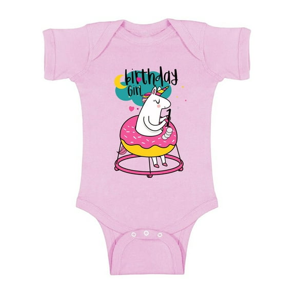 Awkward Styles I am One Bodysuit First B-Day Party 1st Birthday Girl Bodysuit Unicorn Baby Bodysuit Short Sleeve Unicorn 1 Year Old Unicorn One Piece for Baby Girl Unicorn Baby Girl One Piece