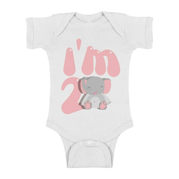 Awkward Styles I am Two Elephant B Day Clothes Second Birthday Bodysuit for Baby Elephant Gifts for 2 Year Old Elephant Themed Birthday 2nd Birthday Outfit for Baby Boys and Baby Girls Birthday Gifts