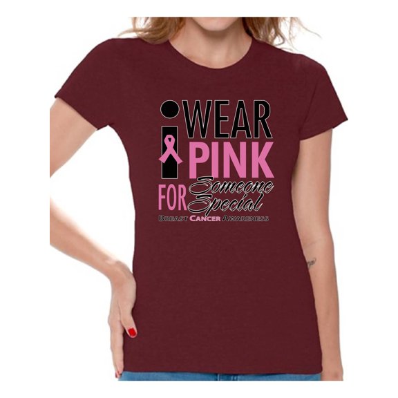 Awkward Styles I Wear Pink For Someone Special Shirts for Women Breast Cancer Awareness Pink Tshirt Pink Ribbon Gifts I Wear Pink For Someone Special Women's Cancer Support Shirt