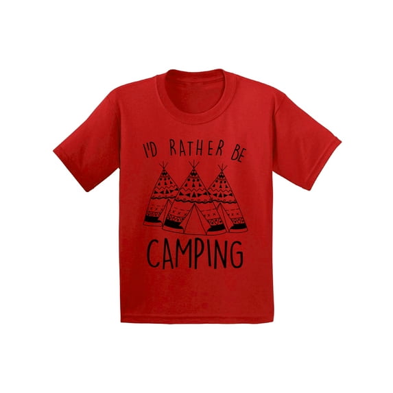 Awkward Styles I'd Rather be Camping Kids Shirt Camping T Shirt for Boys I Would Rather be Camping Shirt for Girls Camping Lovers Gifts Camper T Shirt for Children I Love Camping Shirt for Kids
