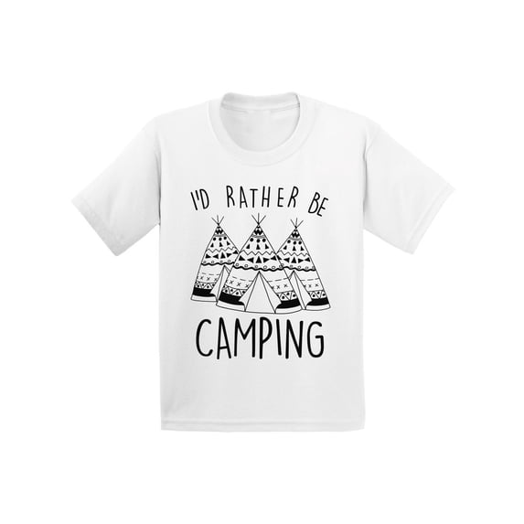 Awkward Styles I'd Rather be Camping Kids Shirt Camping T Shirt for Boys I Would Rather be Camping Shirt for Girls Camping Lovers Gifts Camper T Shirt for Children I Love Camping Shirt for Kids