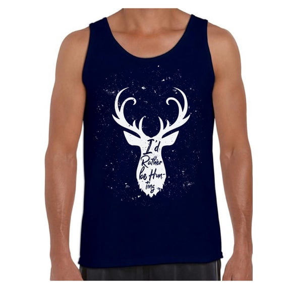 Awkward Styles I'd Rather be Hunting Men's Tank Top Deer Hunting T-Shirt I Would Rather be Hunting Tank Top for Boyfriend Hunting Lovers Gifts Hunter Tank Top for Dad I Love Hunting Shirt for Men
