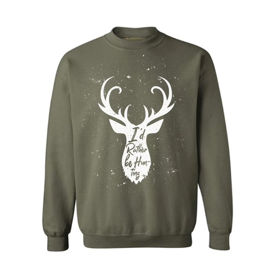 Awkward Styles I'd Rather be Hunting Unisex Crewneck Deer Hunter Sweater for Men I Love Hunting Crewneck for Women Hunting Clothes I Would Rather be Hunting Crewneck Hunters Gifts Sweater for Hunter