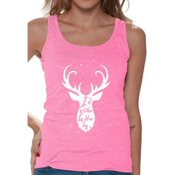 Awkward Styles I'd Rather be Hunting Women Tank Top Hunter T Shirt for Her I Love Deer Hunting Tank Top for Women Deer Hunting Clothes I Would Rather be Hunting Tank Top for Girlfriend Hunting Lovers
