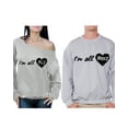 thumbnail image 1 of Awkward Styles I'm All His Off the Shoulder Sweatshirt I'm All Hers Sweater Matching Boyfriend Girlfriend Couple Sweatshirts Love Gifts for Valentine's Day Matching Husband Wife Couple Sweaters, 1 of 5