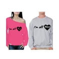 thumbnail image 1 of Awkward Styles I'm All His Off the Shoulder Sweatshirt I'm All Hers Sweater Matching Boyfriend Girlfriend Couple Sweatshirts Love Gifts for Valentine's Day Matching Husband Wife Couple Sweaters, 1 of 5