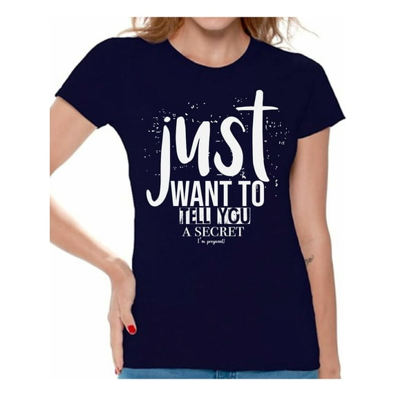 Awkward Styles I'm Pregnant Shirts Pregnancy Clothes for Ladies Womens Pregnancy Announcement Shirt I Just Want To Tell You a Secret Tshirt for Women Pregnancy T-Shirt for Her Pregnancy Reveal Shirt