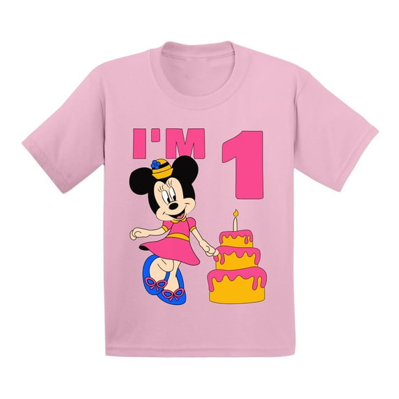 Awkward Styles Infant Shirt Minnie Steamboat Willie Baby Mickey I'm Birthday Girl Tshirt for Girls Age 1 Year Cotton T-shirts 6M 12M 18M 24M Graphic Tee