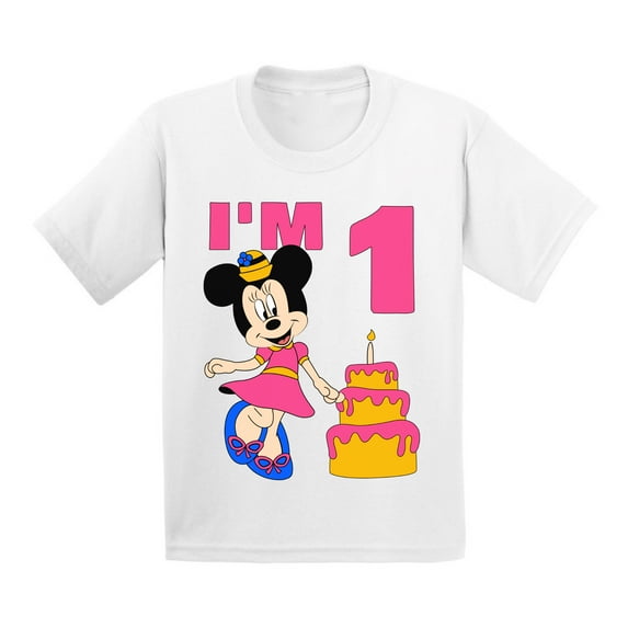Awkward Styles Infant Shirt Minnie Steamboat Willie Baby Mickey I'm Birthday Girl Tshirt for Girls Age 1 Year Cotton T-shirts 6M 12M 18M 24M Graphic Tee