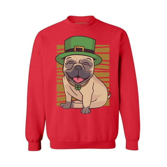 Awkward Styles Irish Crewneck Top Pug in Green Hat Sweatshirts Paddys Day