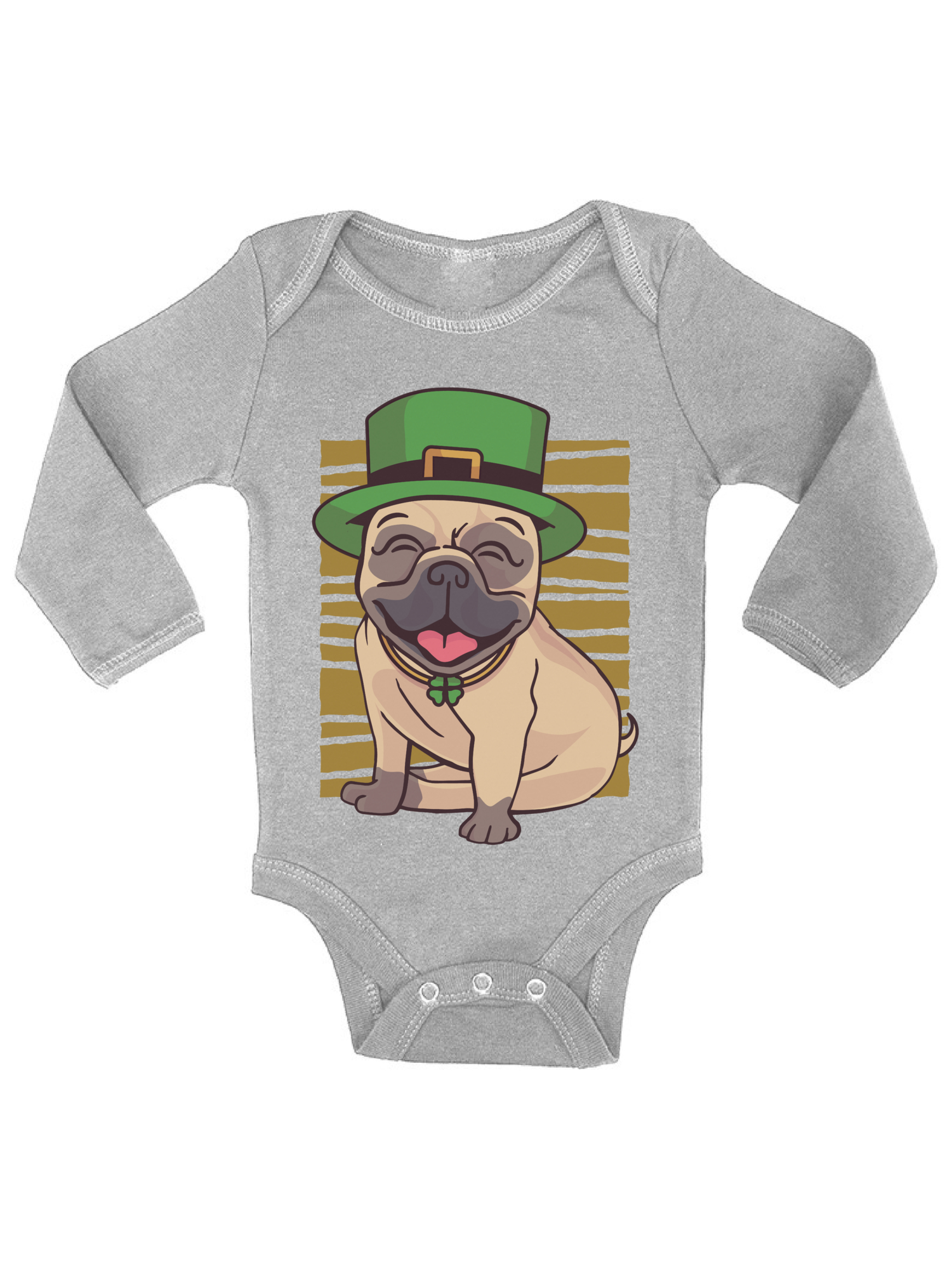 Awkward Styles Irish Day Bodysuit Pug in Green Hat Baby Romper Patrick's Day - image 1 of 4