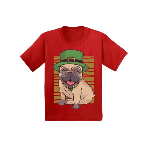 Awkward Styles Irish Day T-shirt Pug in Green Hat Kids T Shirts Patrick's Day