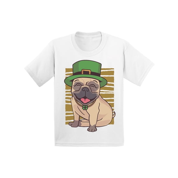 Awkward Styles Irish Day T-shirt Pug in Green Hat Kids T Shirts Patrick's Day