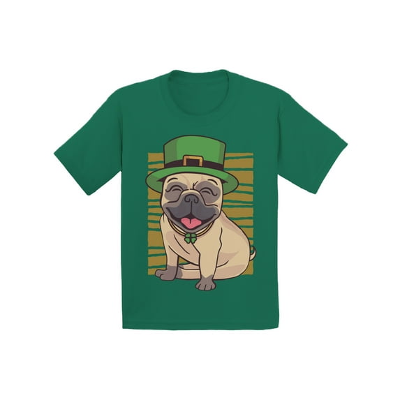 Awkward Styles Irish Day T-shirt Pug in Green Hat Toddler Shirt Patrick's Day
