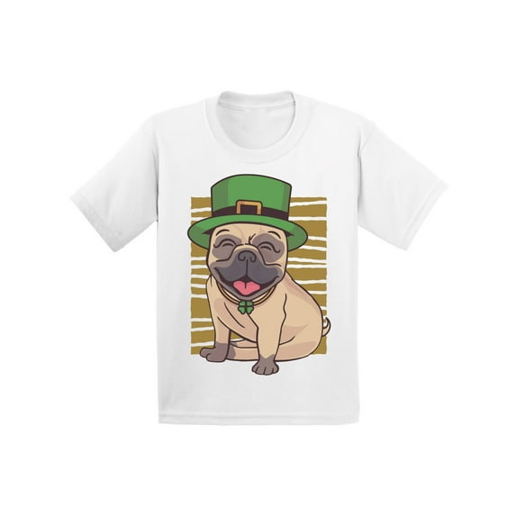Awkward Styles Irish Day T-shirt Pug in Green Hat Toddler Shirt Patrick's Day