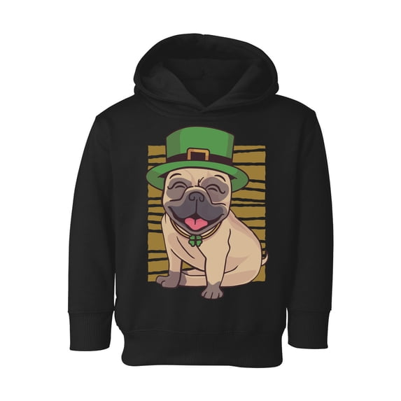 Awkward Styles Irish Day Toddler Hoodie Pug in Green Hat Hooded Sweatshirt for Kids Patrick's Day
