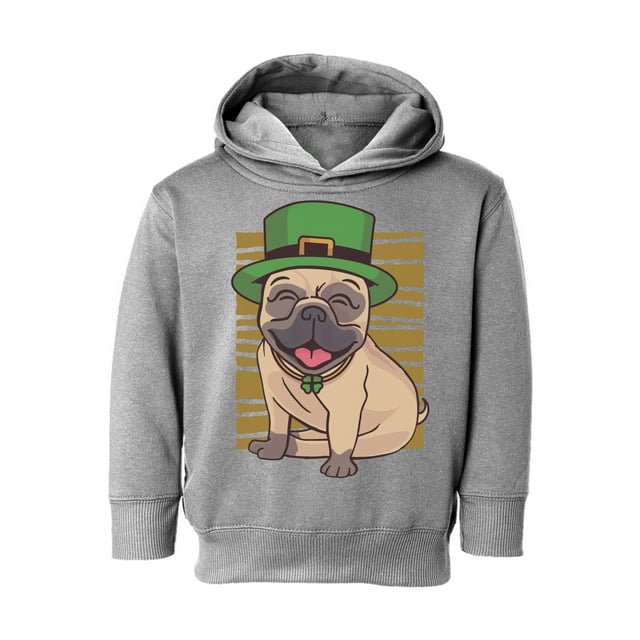 Awkward Styles Irish Day Toddler Hoodie Pug in Green Hat Hooded Sweatshirt for Kids Patrick's Day