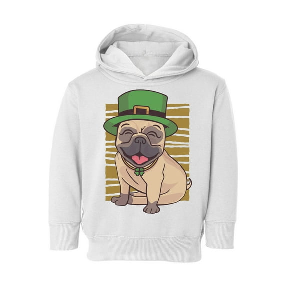 Awkward Styles Irish Day Toddler Hoodie Pug in Green Hat Hooded Sweatshirt for Kids Patrick's Day