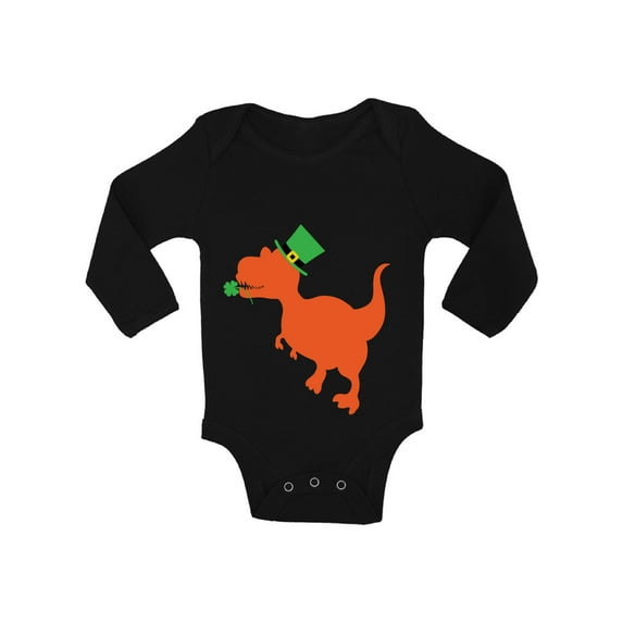 Awkward Styles Irish Dinosaur Long Sleeve Baby Bodysuit Cute Irish One Piece Top for Baby Irish Gifts for Newborn Baby Dinosaur Bodysuit St. Patrick's Day One Piece Baby's 1st St. Patrick Outfit