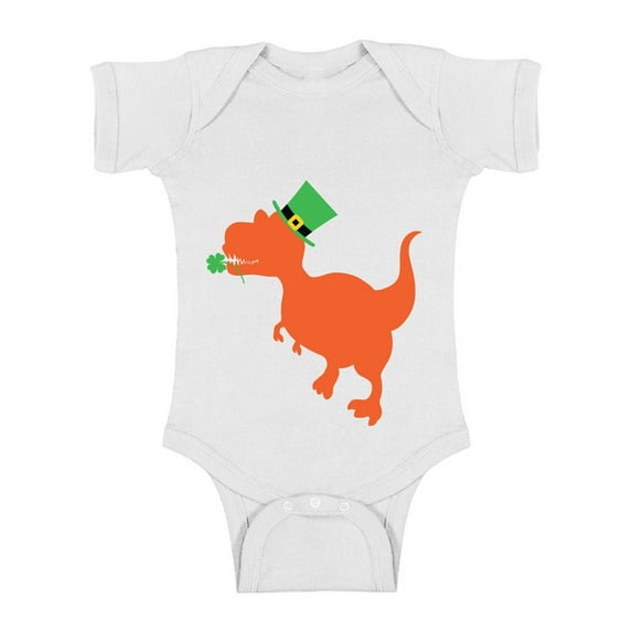 Awkward Styles Irish Dinosaur Short Sleeve Baby Bodysuit Cute Irish One Piece Top for Baby Irish Gifts for Newborn Baby Dinosaur Bodysuit St. Patrick's Day One Piece Baby's 1st St. Patrick Outfit