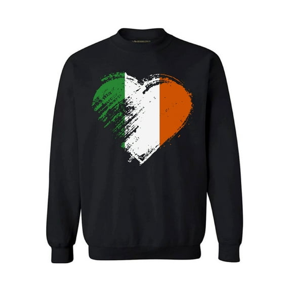 Awkward Styles Irish Flag Heart Sweatshirt St. Patricks Day Sweater Proud Irish Sweatshirt for Men & Women Irish Pride Gifts for Irish St Paddy's Day Sweater Irish Sweatshirt Distressed Irish Flag