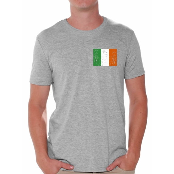Awkward Styles Irish Flag Pocket Shirt St. Patricks Day Shirt for Men Irish Pride T Shirt Irish Flag Distressed Shirt Irish Gifts for Him Men's Irish Tricolor St Paddy's Day Flag of Ireland T-shirt