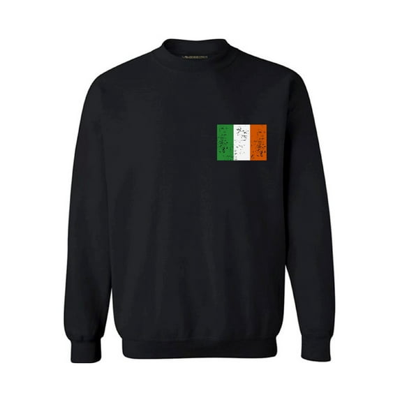 Awkward Styles Irish Flag Pocket Sweatshirt St. Patricks Day Sweater Proud Irish Sweatshirt for Men & Women Gifts for Irish St Paddy's Day Irish Tricolor Sweatshirt Distressed Flag of Ireland