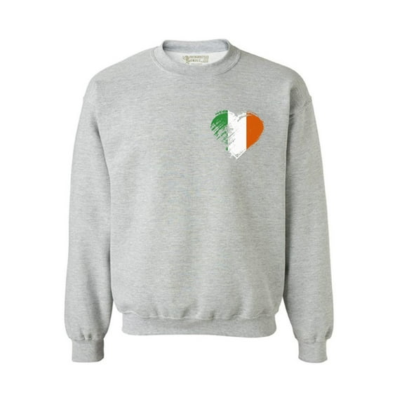 Awkward Styles Irish Heart Pocket Sweatshirt Irish Heart Patched Sweaters for St. Patrick's Day National Outfits Irish Flag Gifts for Men and Women Irish American Pride Patriots Unisex Sweatshirt