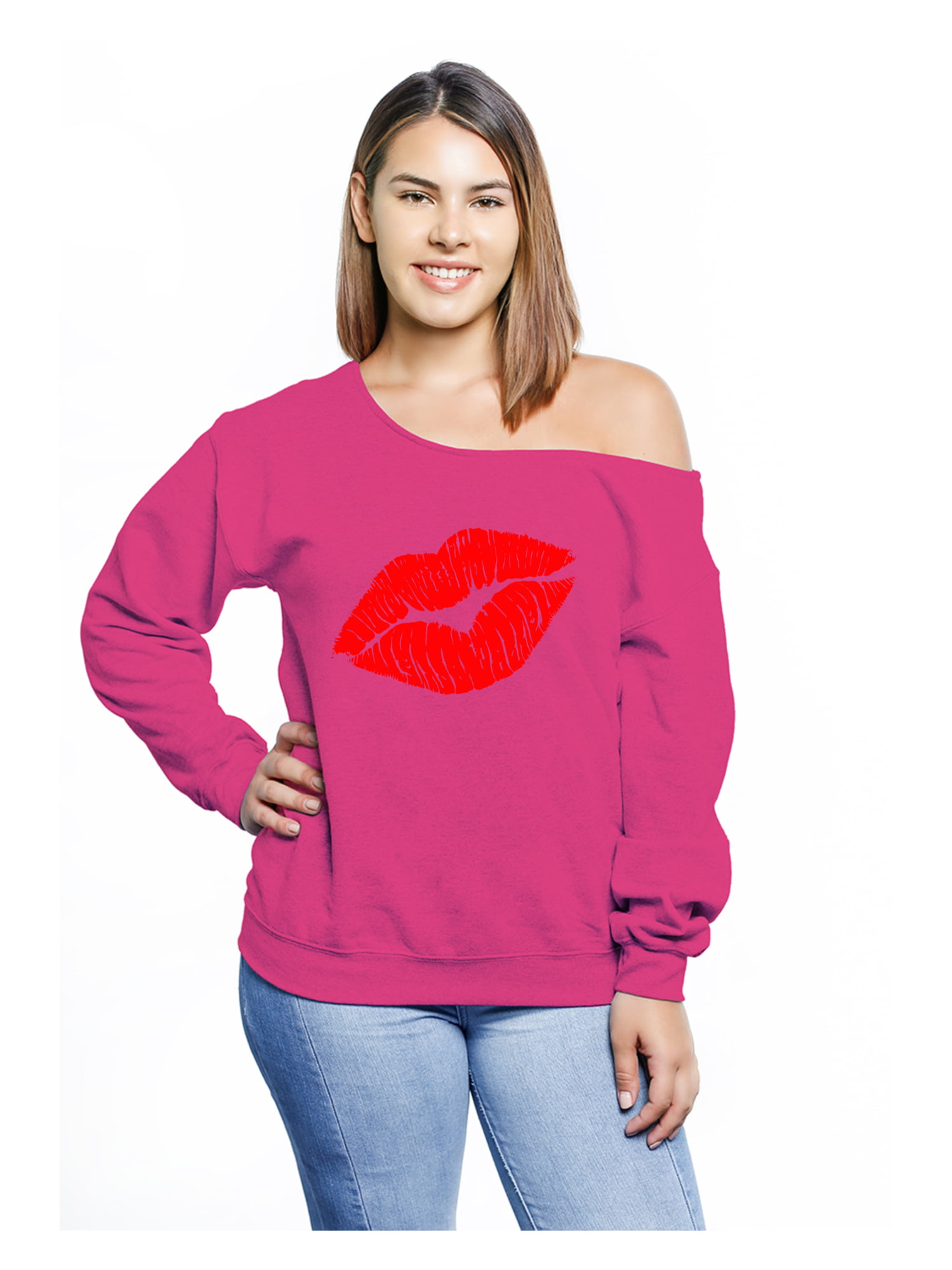 Plus Size Women Sweatshirts Baggy Slouchy Women Oversized Sweater S M L XL  2XL Off the Shoulder Pink Tops 