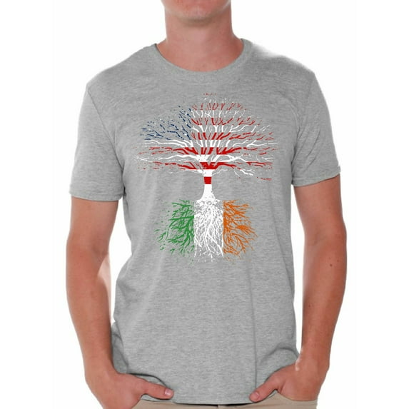 Awkward Styles Irish Roots Shirts for St. Patrick's Day Irish Heritage T-Shirt for Men Proud Irish American Men Amazing Irish Gifts for Him St. Patrick's Day Shirts for Men Irish American Flag